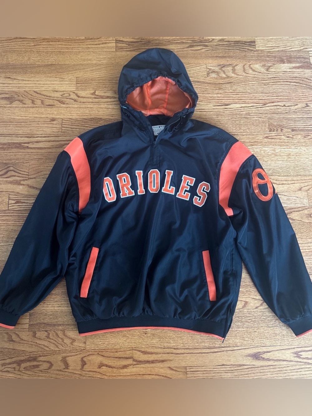 VTG Baltimore Orioles Men’s XL Black Orange Hoodie Windbreaker Jacket PERFECT